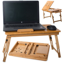 Reguliuojamas bambukinis kompiuterio staliukas-padėklas