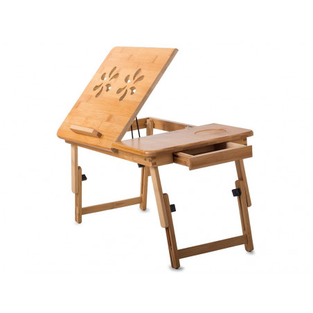 Reguliuojamas bambukinis kompiuterio staliukas-padėklas