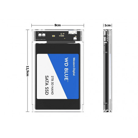 Skaidrus išorinio kietojo disko HDD SSD dėklas USB 3.0 HC01