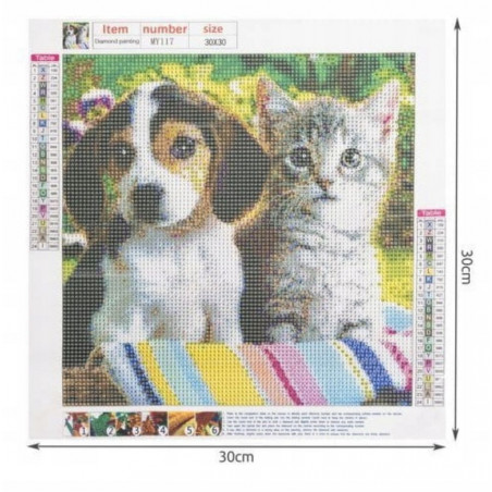 Deimantinė mozaika Šuniukas ir Kačiukas 25x25 cm