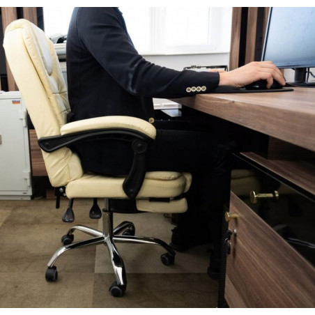 Biuro kėdė su atrama kojoms MLT01 kreminė