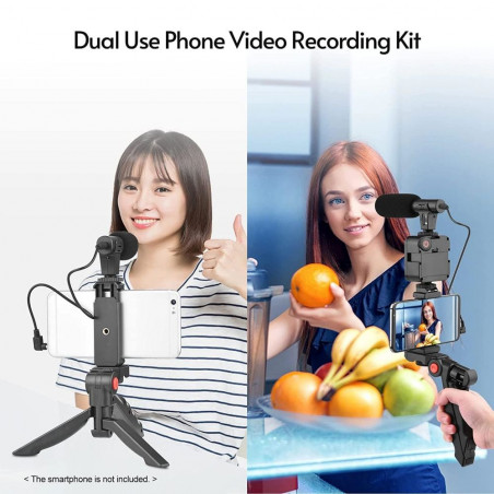 Filmavimo rinkinys telefonui - mikrofonas, trikojis ir blykstė AY-49