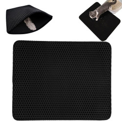 Dvisluoksnis kačių kraiko kilimėlis 60x45 cm, juodas