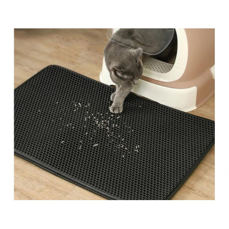 Dvisluoksnis kačių kraiko kilimėlis 60x45 cm, juodas