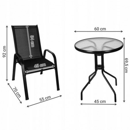 3 dalių lauko baldų komplektas - stalas + 2 kėdės GR21B