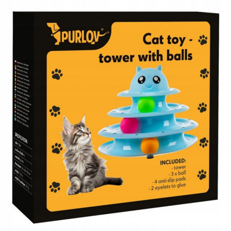 Katės žaislas bokštas su kamuoliukais P37
