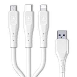 Universalus laidas Type micro USB/C/Lightning, 3in1 3A