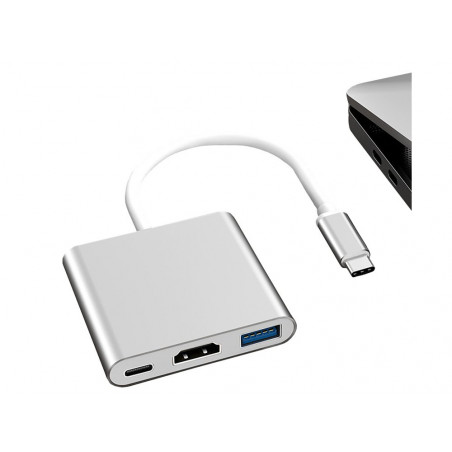 Adapteris 3in1 USB3.0, TYPE-C, HDMI 4K