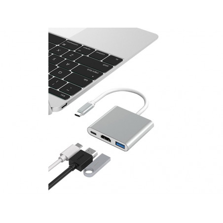 Adapteris 3in1 USB3.0, TYPE-C, HDMI 4K