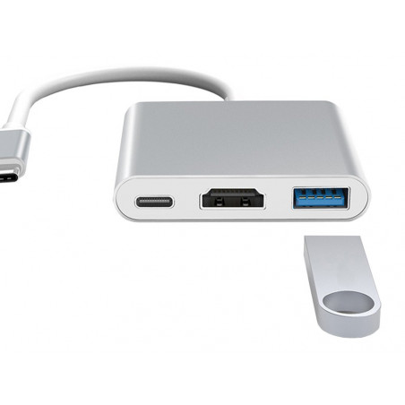 Adapteris 3in1 USB3.0, TYPE-C, HDMI 4K