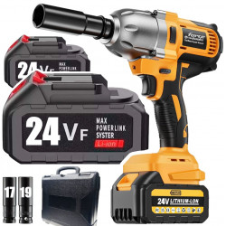 Akumuliatorinis smūginis veržliasukis FORCE TOOLS RK4056 + kroviklis, 2 akumuliatoriai ir 2 galvutės