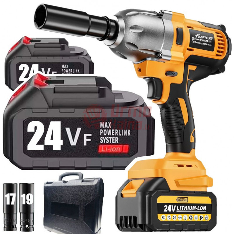 Akumuliatorinis smūginis veržliasukis FORCE TOOLS RK4056 + kroviklis, 2 akumuliatoriai ir 2 galvutės