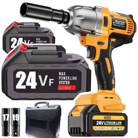 Akumuliatorinis smūginis veržliasukis FORCE TOOLS RK4056 + kroviklis, 2 akumuliatoriai ir 2 galvutės