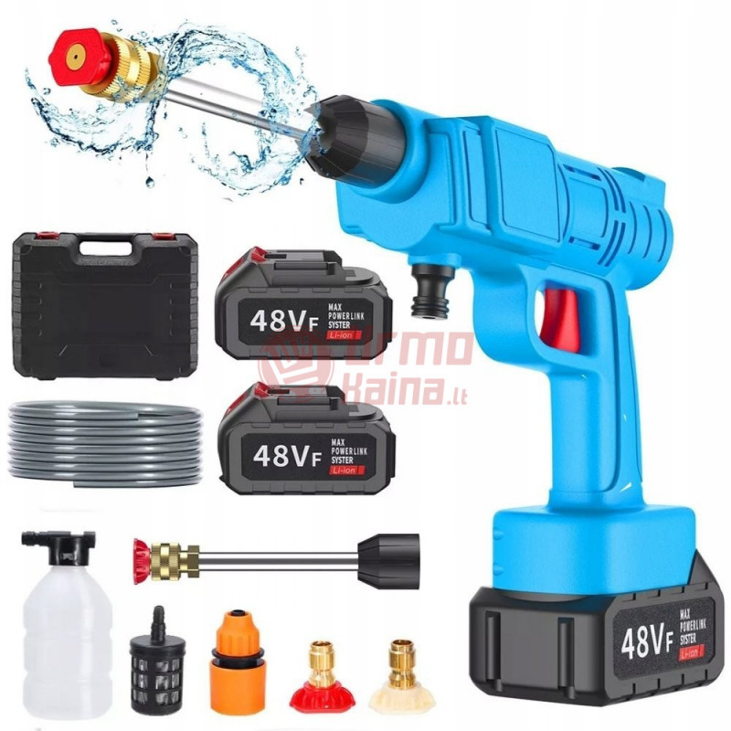Akumuliatorinis aukšto slėgio plovimo įrenginys BX7012 180 W, 2 akumuliatoriai + kroviklis Akumuliatorinis aukšto slėgio plovimo įrenginys BX7012 180 W, 2 akumuliatoriai + kroviklis