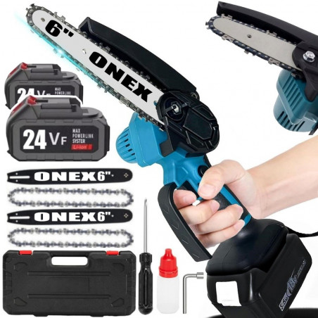 Akumuliatorinis grandininis genėjimo pjūklas ONEX OX3301 6+6 coliai, 2000W