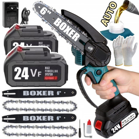 Akumuliatorinis grandininis genėjimo pjūklas BOXER BX3307 6+6 coliai, 2000W