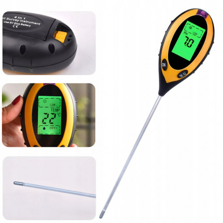 Dirvožemio pH ir drėgmės matuoklis 4in1
