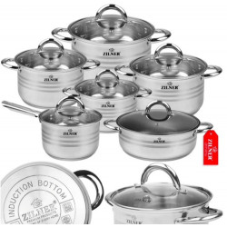 Nerūdijančio plieno puodų rinkinys 12 dalių ZL8330