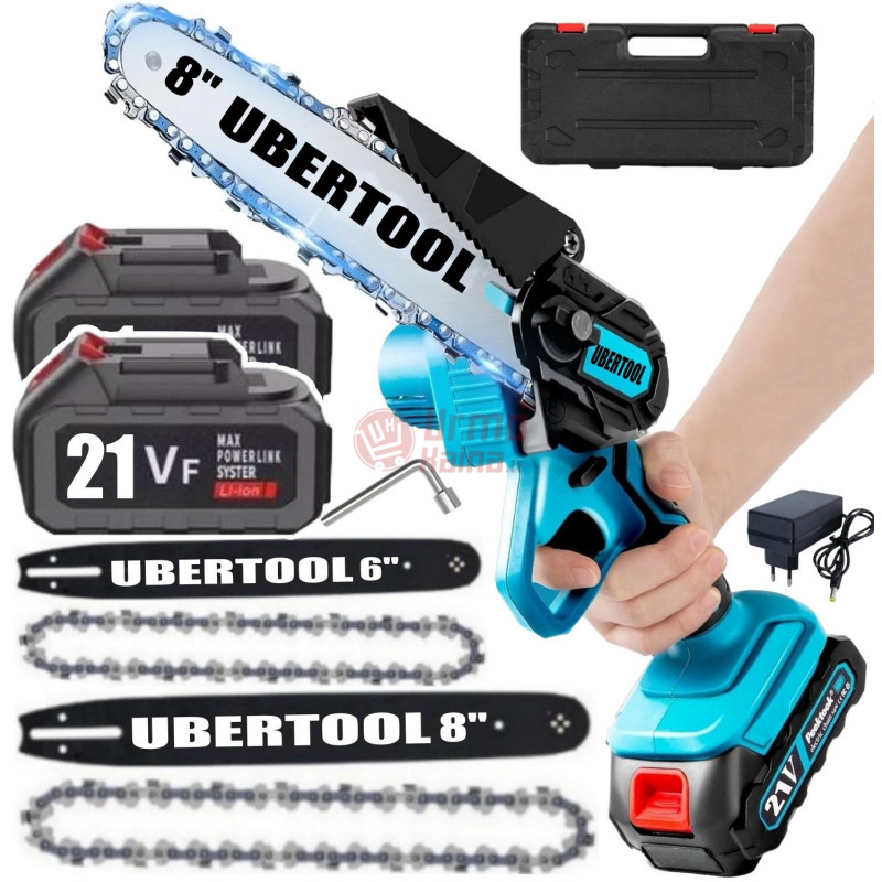 Akumuliatorinis grandininis genėjimo pjūklas UBERTOOL Y4151, 2 akumuliatoriai, 8"+6" Akumuliatorinis grandininis genėjimo pjūklas UBERTOOL Y4151, 2 akumuliatoriai, 8"+6"
