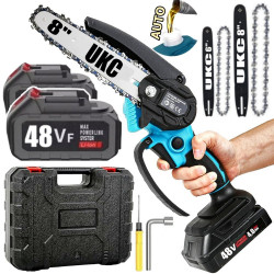 Akumuliatorinis grandininis genėjimo pjūklas UKC9 + 2 akumuliatoriai, 6 ir 8", 500W