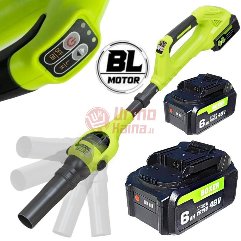 Akumuliatorinis lapų pūstuvas Boxer BX111 800 m³/h su 2 akumuliatoriais