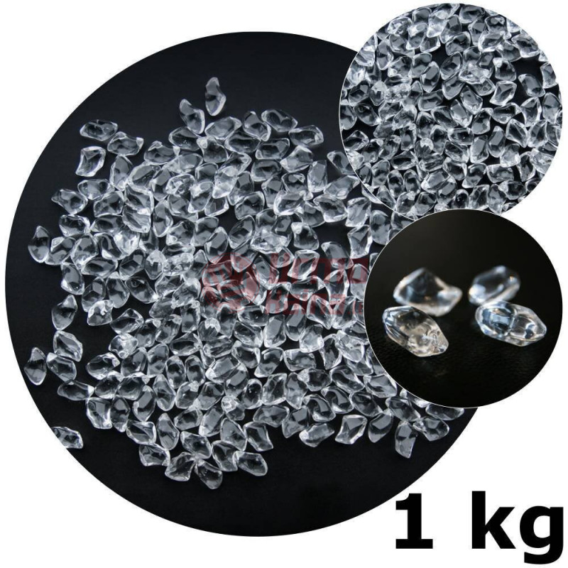 Dekoratyviniai stikliniai akmenukai biožidiniams, skaidrūs, 1 kg Dekoratyviniai stikliniai akmenukai biožidiniams, skaidrūs, 1 kg