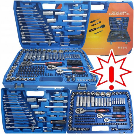 Galvučių komplektas MEISTER 216 dalių MS-655 (Prekė su defektu 9902214)
