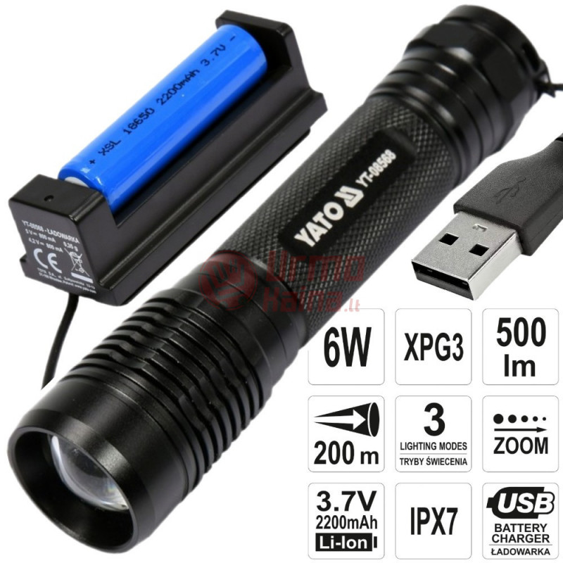 Žibintuvėlis Yato YT-08568 XP-G3 Žibintuvėlis Yato YT-08568 XP-G3