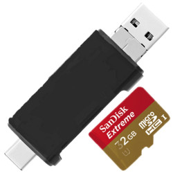 4in1 MicroSD/TF atminties kortelių skaitytuvas kompiuteriams ir telefonams