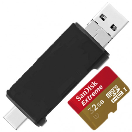 4in1 MicroSD/TF atminties kortelių skaitytuvas kompiuteriams ir telefonams