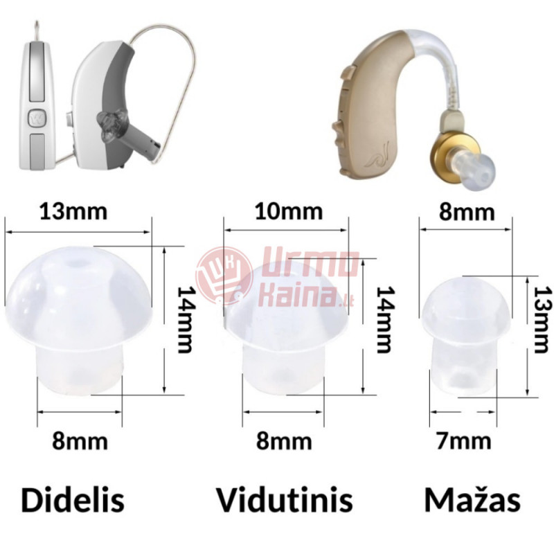 Klausos aparato silikoninių antgalių komplektas