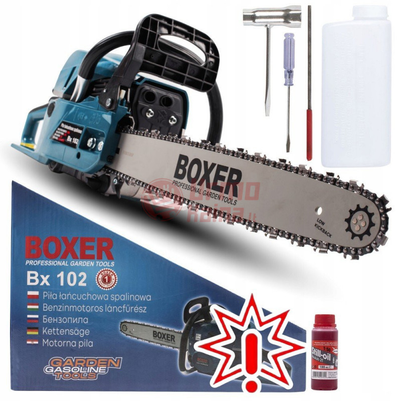 Benzininis grandininis pjūklas BOXER BX102 5,9 AG (4,4 kW) 18"  (Prekė su defektu 9902224)