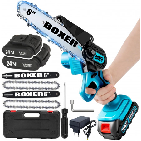 Akumuliatorinis grandininis genėjimo pjūklas 2in1 BOXER BX3301 6+6"
