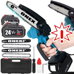 Akumuliatorinis grandininis genėjimo pjūklas ONEX OX3301 6+6 coliai, 2000W  (Prekė su defektu 9902227)