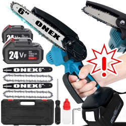 Akumuliatorinis grandininis genėjimo pjūklas ONEX OX3301 6+6 coliai, 2000W  (Prekė su defektu 9902231)