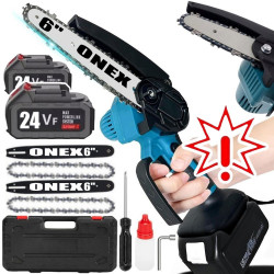Akumuliatorinis grandininis genėjimo pjūklas ONEX OX3301 6+6 coliai, 2000W  (Prekė su defektu 9902233)