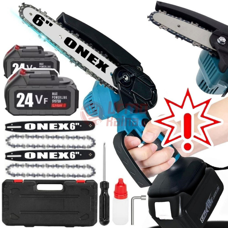 Akumuliatorinis grandininis genėjimo pjūklas ONEX OX3301 6+6 coliai, 2000W  (Prekė su defektu 9902233)
