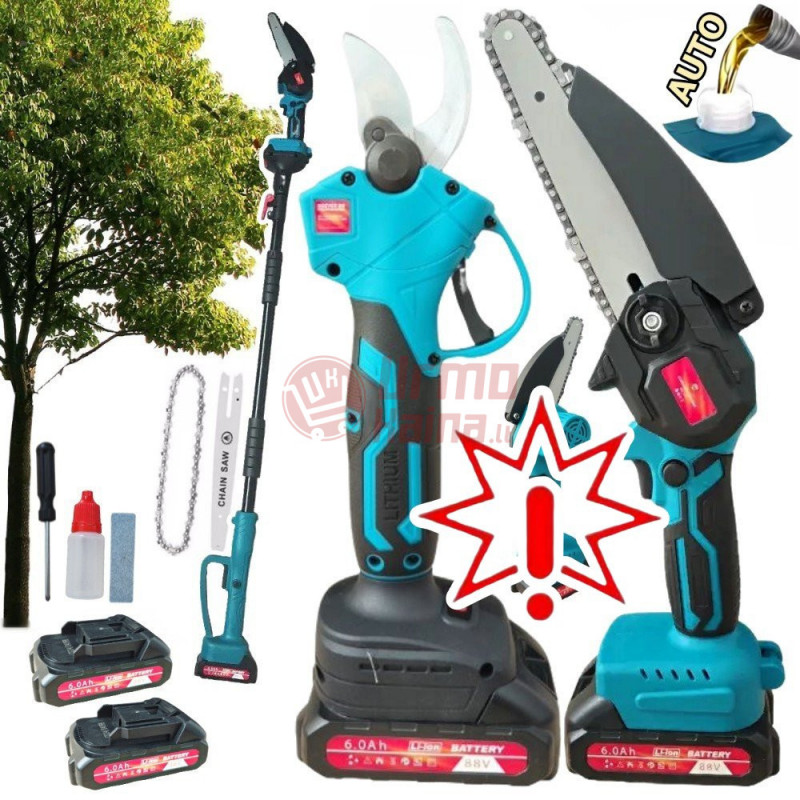 Akumuliatorinė aukštapjovė - genėjimo pjūklas + sekatorius BOXER BX3320 4000 W  (Prekė su defektu 9902237)