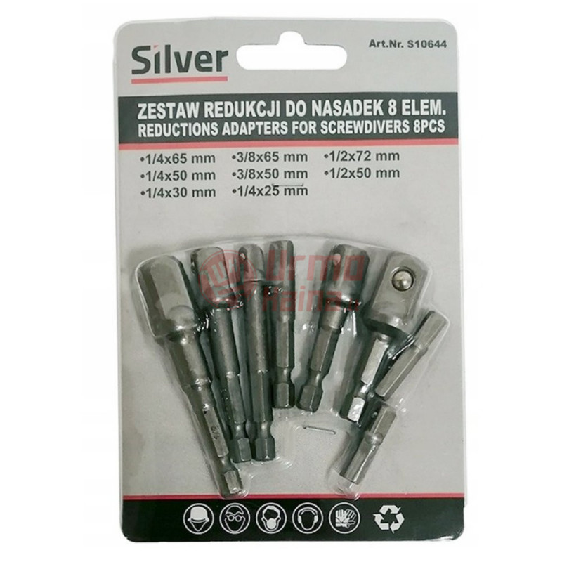 Adapterių rinkinys suktuvui 1/2" 1/4" 3/8" - 8vnt.