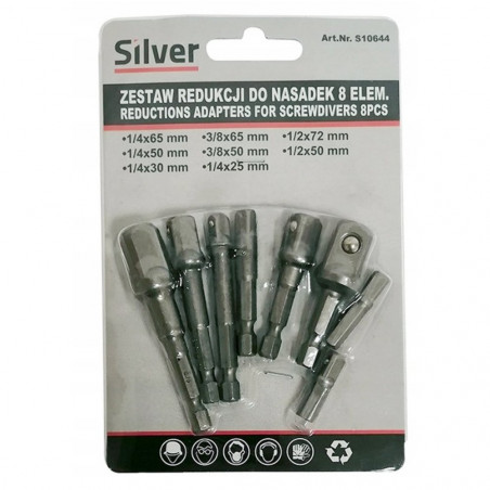 Adapterių rinkinys suktuvui 1/2" 1/4" 3/8" - 8vnt.