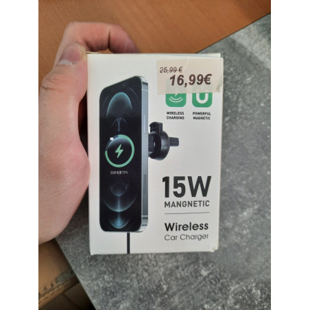 Magnetinis automobilinis telefono kroviklis su bevieliu krovimu 15W M1 (Prekė su defektu 9902292)