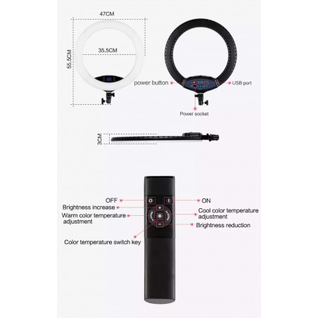 Žiedinė LED lempa LS48 360W
