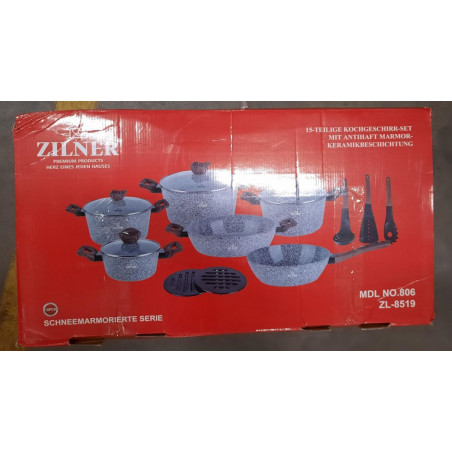 Akmens masės 15 dalių puodų rinkinys ZL-8519 (Prekė su defektu 9902340)