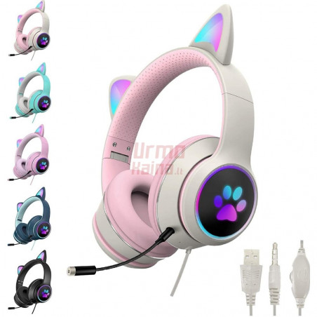 Žaidimų ausinės Cat Ears RGB A2