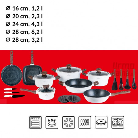 Akmens masės 21 dalies puodų rinkinys ZL-8543