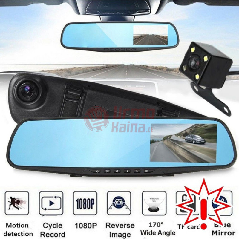 Vaizdo registratorius veidrodis DVR M52K su galinio vaizdo kamera (Prekė su defektu 9902419) Vaizdo registratorius veidrodis DVR M52K su galinio vaizdo kamera (Prekė su defektu 9902419)