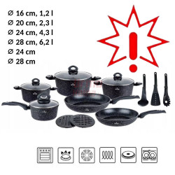 Akmens masės 15 dalių puodų rinkinys ZL-8546 (Prekė su defektu 9902518)