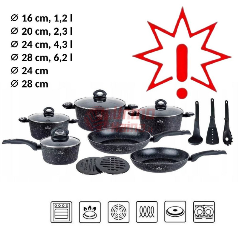 Akmens masės 15 dalių puodų rinkinys ZL-8546 (Prekė su defektu 9902518)