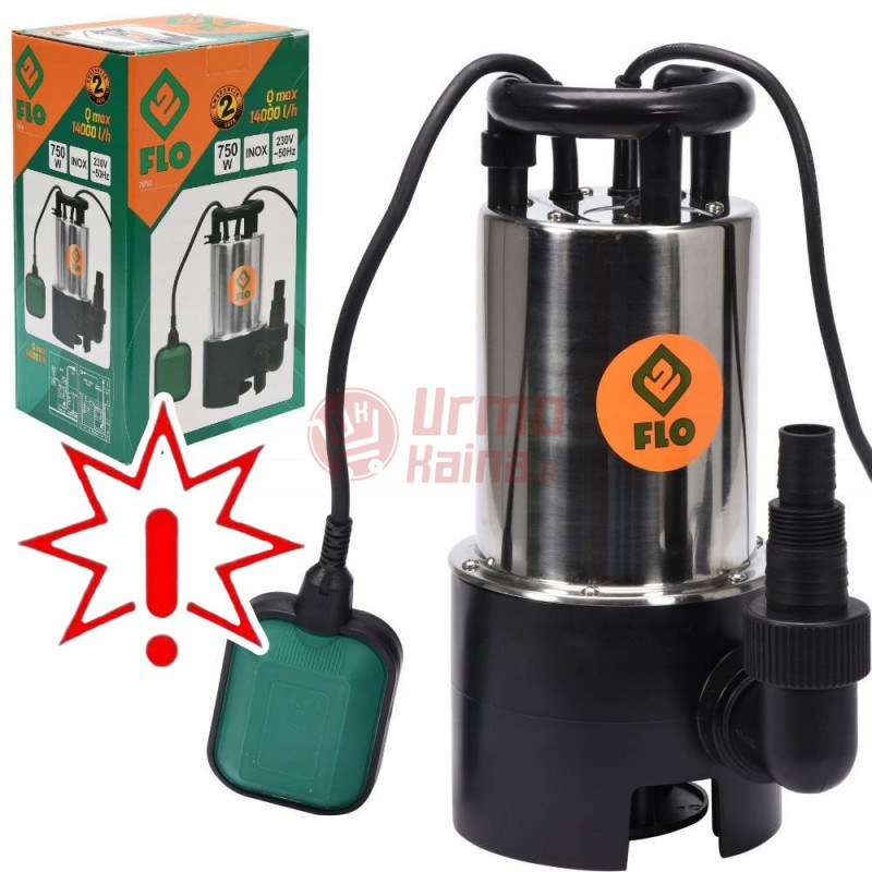 Drenažinis vandens siurblys FLO 750 W (Prekė su defektu 9902536) Drenažinis vandens siurblys FLO 750 W (Prekė su defektu 9902536)