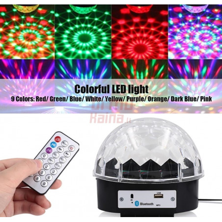 LED Disco rutulys su Bluetooth ir MP3 grotuvu